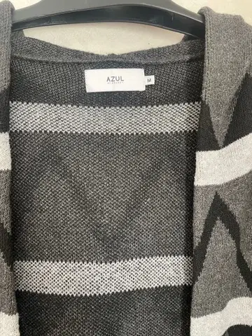 AZUL 후드 부착 니트 가디건 M 사이즈 그레이/블랙