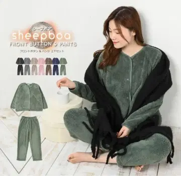 룸웨어 파자마 여성용 상하의 세트 XL 그린 프론트 오픈 그린