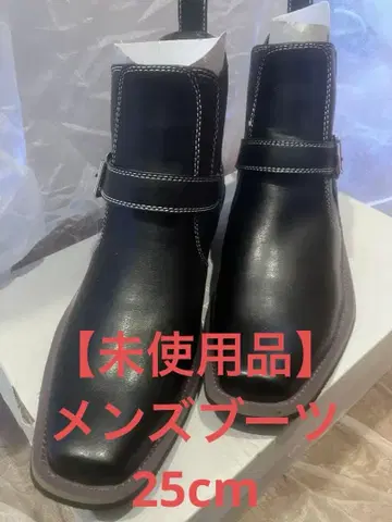 [ 미사용품 ] 블랙 가죽 부츠 백 탭 포함