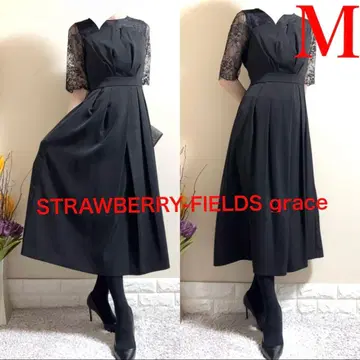 새상품급! 스트로베리 필드 레이스 타프타 롱 드레스 원피스 M 블랙