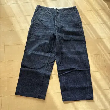 다크 블루 데님 와이드 팬츠