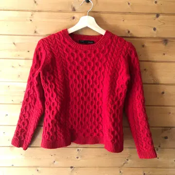 Spick and Span 레드 케이블 니트 긴팔 스웨터