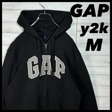 GAP y2k 자수 아치 로고 지퍼 후드티 M 블랙 속기모 헤이세이 갸루