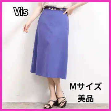 Vis 플레어 스커트 무릎 기장 블루 파랑 세련된 고급 M 출퇴근 오피스