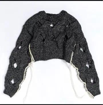 Maison Special 케이블 슬릿 핸드 숏 니트