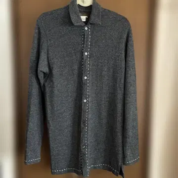 Y's 다크 그레이 버튼 셔츠 울