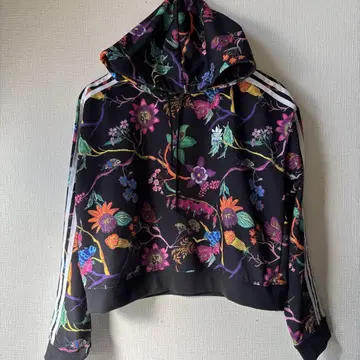 adidas 꽃무늬 후드 부착 저리 아디다스 오리지널 후드티 숏 기장