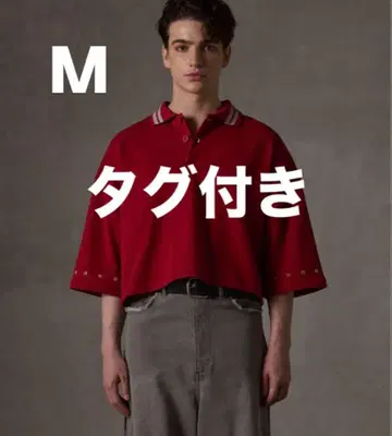 GRANCY 지퍼 레이어드 와이드 숏 피케 셔츠 레드 M 택 포함