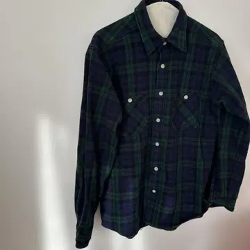 CAMCO 헤비 플란넬 셔츠 네이비 그린 체크 하자품