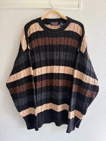 ROUNDTREE & YORKE 멀티 컬러 스트라이프 3D 니트 XL