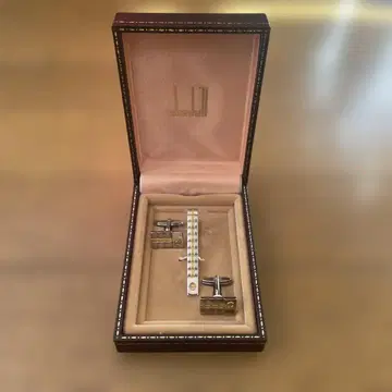 새상품 Dunhill 넥타이핀과 커프스 세트 실버 골드