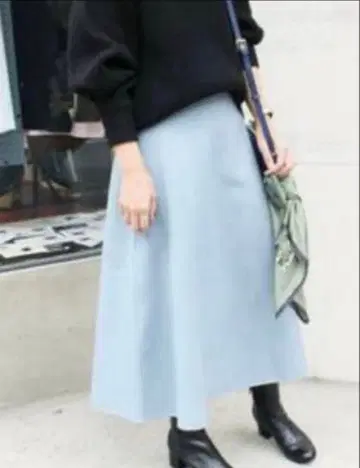 SLOBE IENA 리버서블 울 롱 스커트 그레이 블루 38