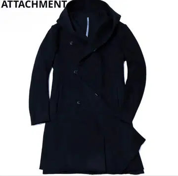 정가 7.5만 카즈유키 쿠마가이 어태치먼트 스트레치 멜톤 후드 코트 2