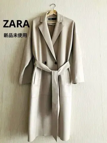 새상품 ZARA 롱 코트 베이지 리본 벨트 여성용 M