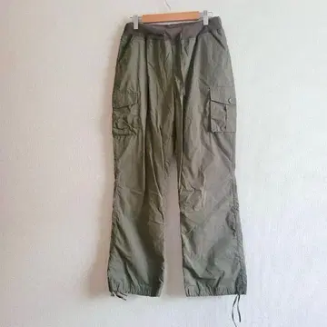 시마무라 워크 팬츠 나일론 팬츠 카키 L 메쉬 허리밴딩