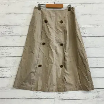 스캐퍼 더블 버튼 플레어 스커트 베이지 고급 디자인 여성용 38