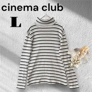 시네마 클럽 [L] 보더 터틀넥 레이어드 긴팔 하이넥