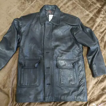 블랙 가죽 양가죽 하프 코트