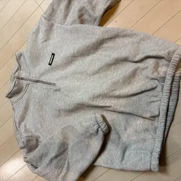 그레이 하프 지퍼 반팔 맨투맨 트레이닝복 후드티