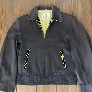50s Sportchief 애니멀 절개 개버딘 재킷 블랙 로카빌리