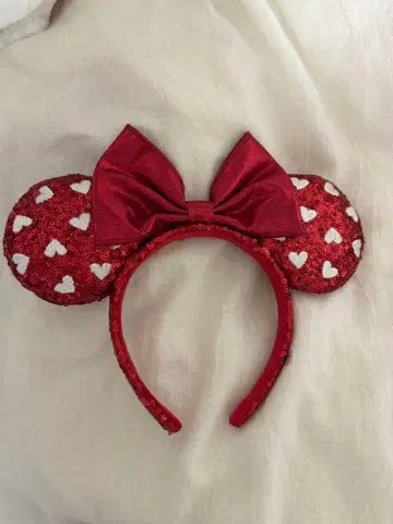 미니 머리띠 스팽글 하트 빨간색