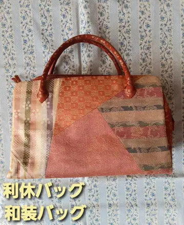 일본 의류 기모노 리큐 백 명물직 조개 무늬 모란