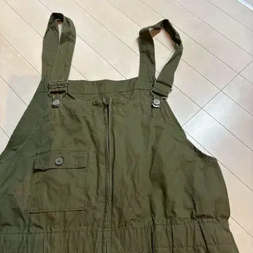 올리브 코튼 살로펫 지퍼 달린 오버롤