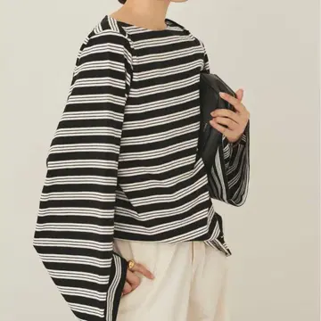 plage 와이드슬리브 보더 티셔츠