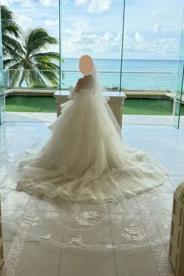 아르이즈드레스 멜로우 자수 롱 베일 with a white