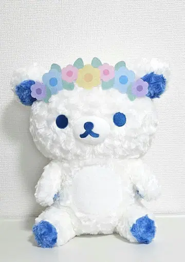 리락쿠마 꽃 화관 화이트 로즈 봉제 인형 XL