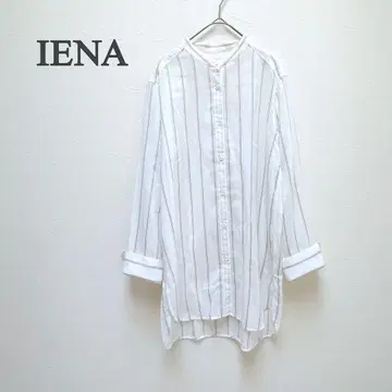 새상품급 IENA 밴드 카라 롱 셔츠 스트라이프 루즈핏 워셔블