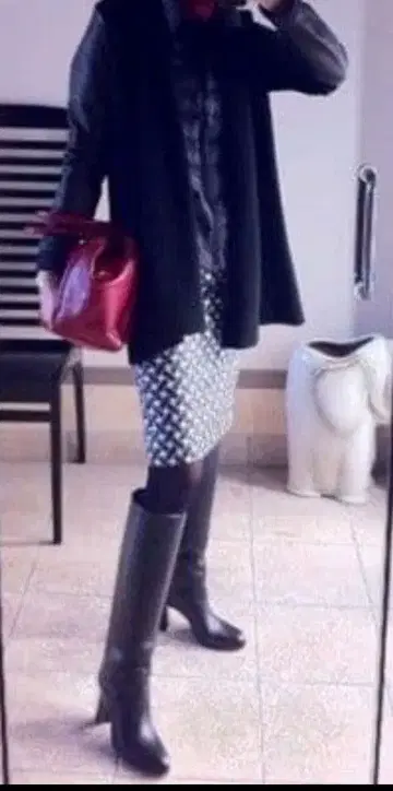 명품 풀루야 FURUYA 롱 부츠 블랙 천연 가죽 다마 컬렉션