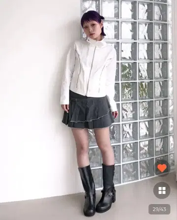 nugu haku 플리츠 벨트 미니 스커트 그레이