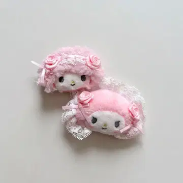 산리오 시크릿 헤어 클립 화이트 프릴 마이멜로디 피아노