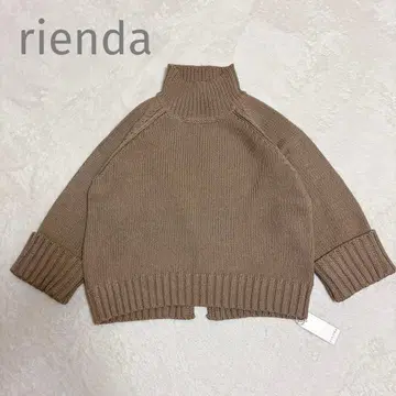 리엔다 백 오픈 니트 하이넥 베이지 미사용 새상품