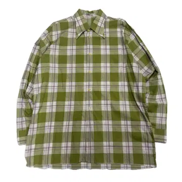 60-70s 유로 빈티지 체크 무늬 긴팔 셔츠 남성용 L