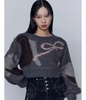 EMODA 숏 루즈 자카드 니트