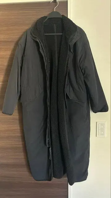 리버서블 보아 롱 코트/FREE/BLACK