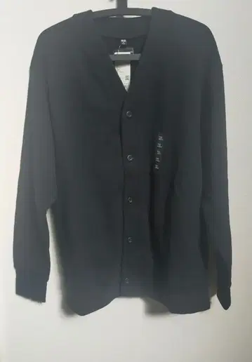 택 포함 새상품 유니클로 맨투맨 가디건 블랙 XL