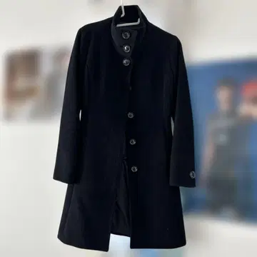 롱 코트 블랙 스탠드 카라
