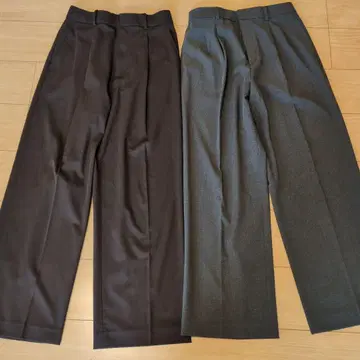 UNIQLO 턱 와이드 팬츠 2색 세트 그레이 다크 브라운