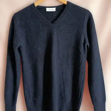 LACOSTE 네이비 V넥 스웨터 36 여성용