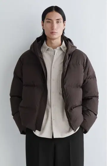 COS 퀼팅 후드 다운 자켓