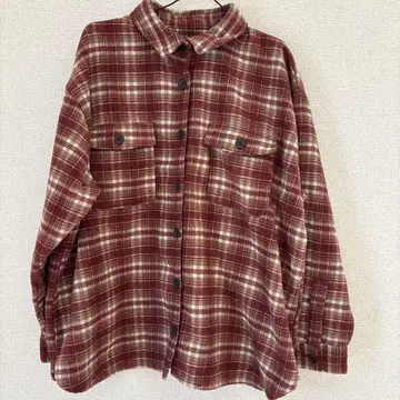 Samansa Mos2 빨간색 계열 체크 긴팔 셔츠