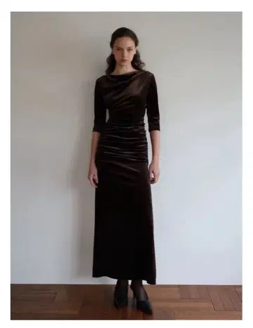 maison celon shirring drape velour dress