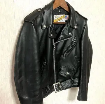 schott 샷 618 블랙 가죽 더블 라이더 자켓 36