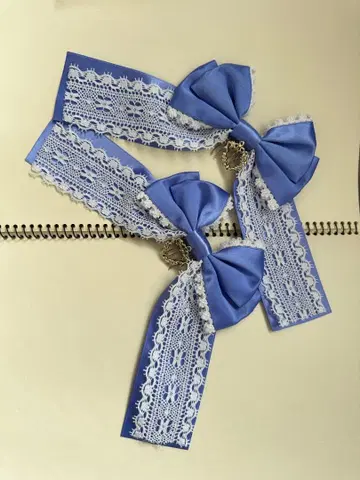 baby 파랑 리본과 레이스 헤어 액세서리