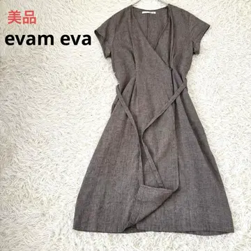 새상품급 evameva 린넨울 카슈쿨 원피스 카키