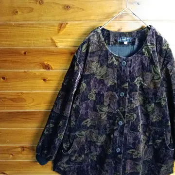 노카라 자켓 가디건풍 레트로 벨로아 느낌 가을/겨울 보라색 프리 사이즈