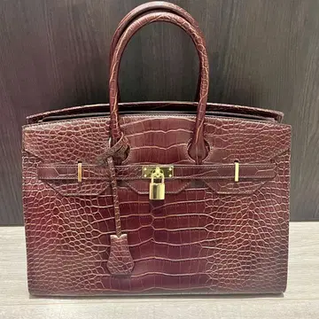 크로커다일풍 핸드백 브라운 자물쇠